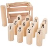 Toy Time Wooden Throwing Game Set, 12 Numbered Pins, Throwing Dowel, Crate, Outdoor Games for Adults / Kids 937279CWV